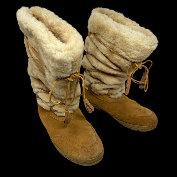 J. Crew Shearling Brown Suede Adirondack Winter Boots Size 9 - Picture 1 of 7